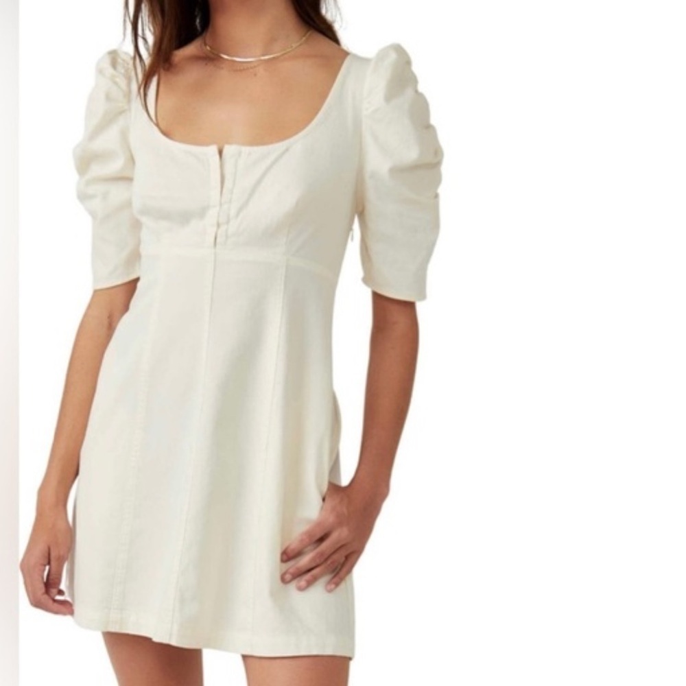 Free People Cream Puff Sleeve Mini Dress